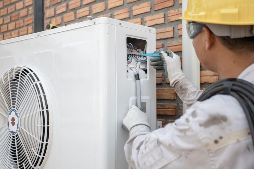 Heat Pump air source heat pump being repaired